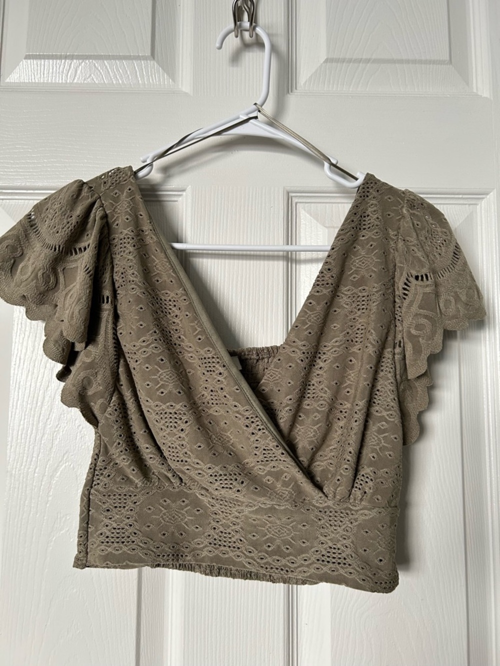 URBAN Romantics Lace Crop Top in Tan